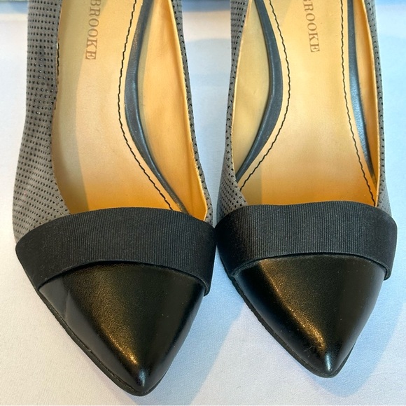 AUDREY BROOKE Womens Heels Abbie Embossed Gray Black Polka Dot 3.5” Heel Size 7 - Picture 4 of 16